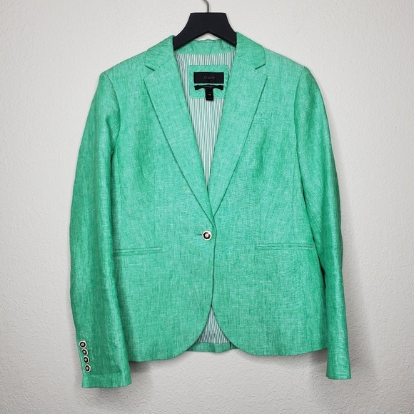 J. Crew Jackets & Blazers - J. Crew Campbell Green Linen Sailor Blazer